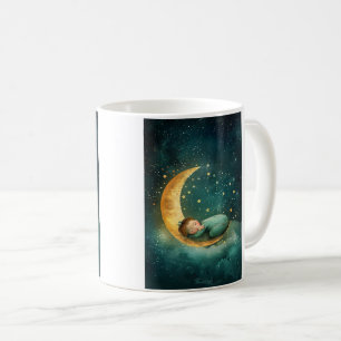 Caneca De Café Bebê dormindo na lua
