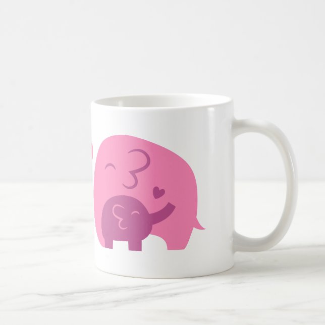 Caneca De Café Bebê Elefante Fofo e Mamãe Pais Amor (Direita)