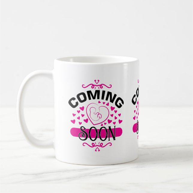 Caneca De Café Bebê fofo chegando anúncio de gravidez  (Esquerda)
