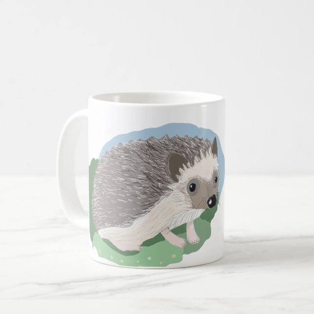 Caneca De Café Bebê fofo editável Hedgehog (Frente Esquerda)