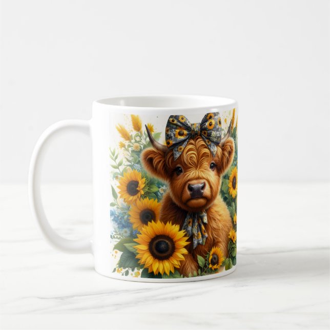 Caneca De Café Bebê Fofo Vaca Highland (Esquerda)
