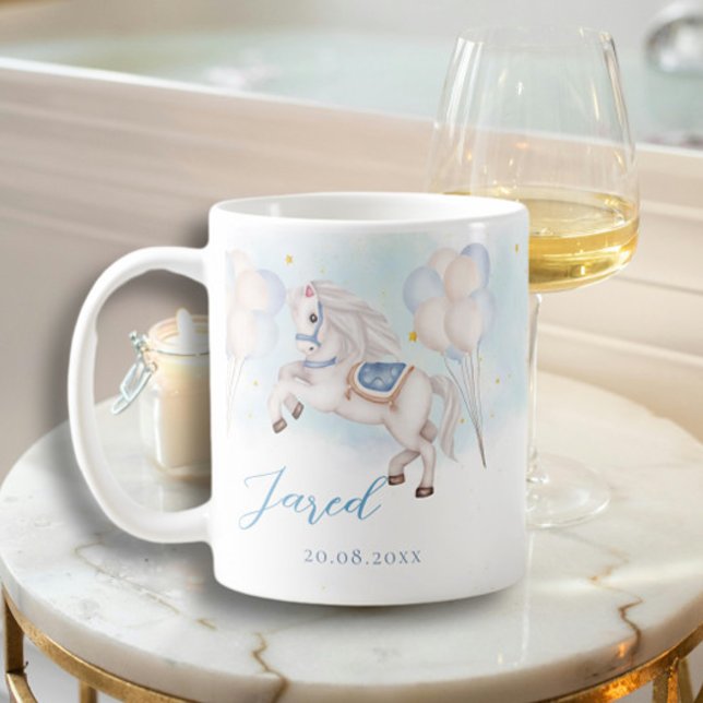 Caneca De Café Bebê furioso Pony Blue balões estrelas (Criador carregado)