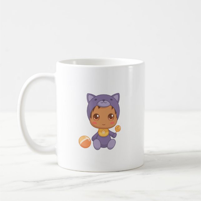 Caneca De Café Bebê Garota Roxo Boneco (Esquerda)