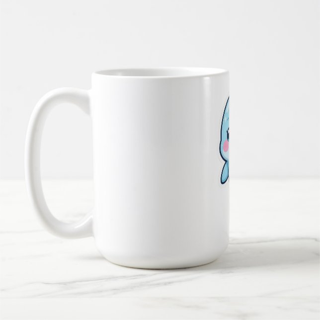 Caneca De Café Bebê Golfinho Azul Kawaii (Esquerda)