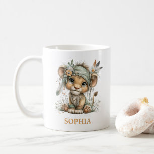 Caneca De Café Bebê Leão Floral Fofo Festa Wild One Aniversário d