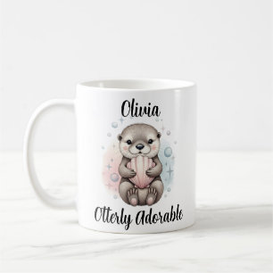 Caneca De Café Bebê Lontra com Concha "Totalmente Adorável"