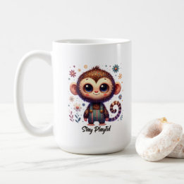 Caneca De Café Bebê Macaco Fofo