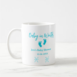 Caneca De Café Bebê no inverno chá de fraldas pés de bebê azul fl