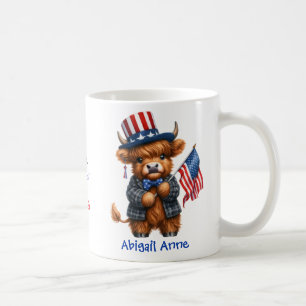 Caneca De Café Bebê Patriótico Personalizado Vaca Highland Americ