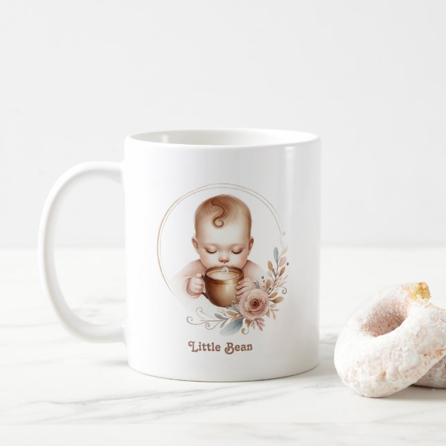 Caneca De Café Bebê Pequeno Feijão (Com Donut)