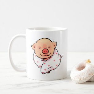 Caneca De Café Bebê Porco Fofo Envolto em Cobertor