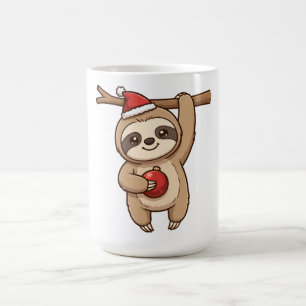 Caneca De Café Bebê Preguiça Fofo Chapéu de Papai Noel Enfeite de