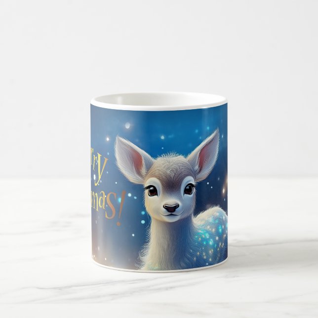 Caneca De Café Bebê Reindeer com Feliz Saudação de Natal (Centro)