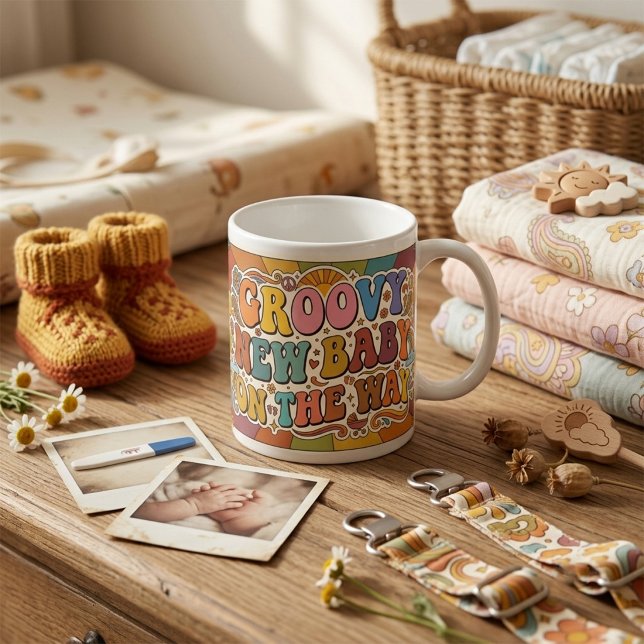 Caneca De Café Bebê Retrô Ensolarado a Caminho Groovy  (Criador carregado)
