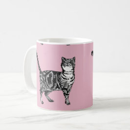 Caneca De Café Bebê Rosa Tabuleiro Gatos Arte Mug