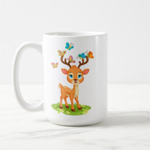 Caneca De Café Bebê Veado Fofo com Borboletas-47568