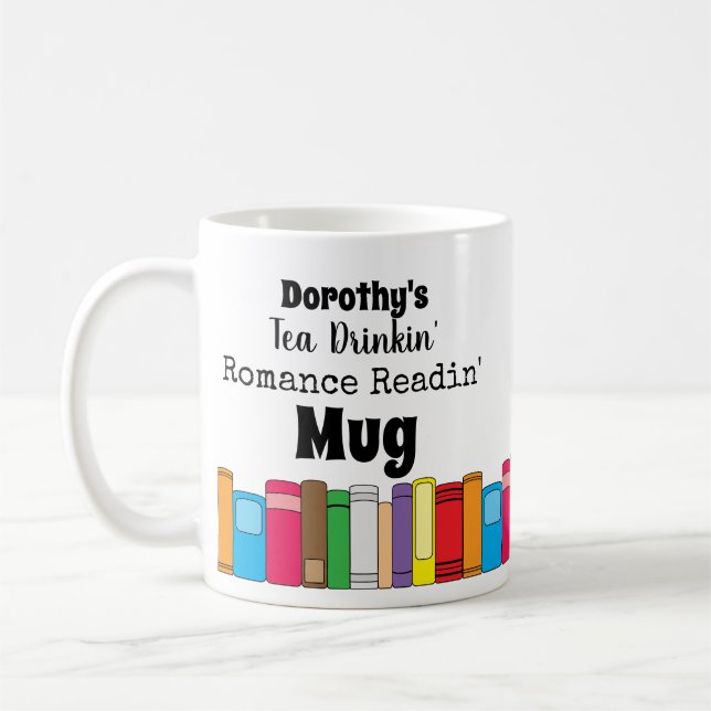 Caneca De Café Bebendo de chá, livros de leitura romântica (Esquerda)
