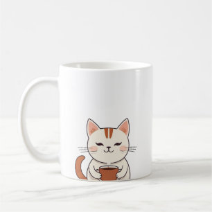 Caneca De Café Bebendo De Gato Cujo Café Manga