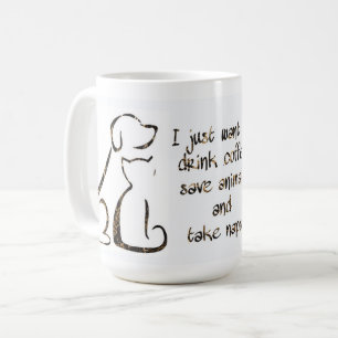 Caneca De Café Beber café - Salvar animais - Cachorro e Gato