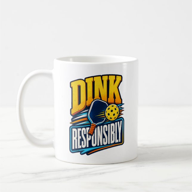 Caneca De Café Beber Responsavelmente Esporte de Pickleball Retro (Esquerda)
