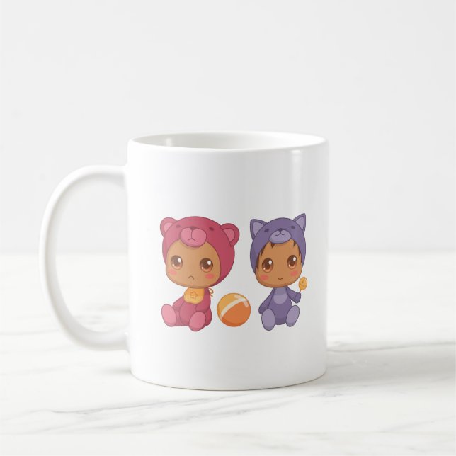 Caneca De Café Bebês Gêmeos Beam Traje De Gato (Esquerda)