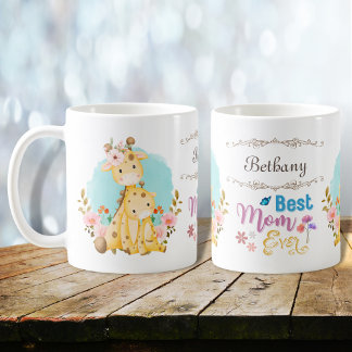 Caneca De Café Bebês Girafas Mãe Fofa Melhor Mãe de Todos os Temp
