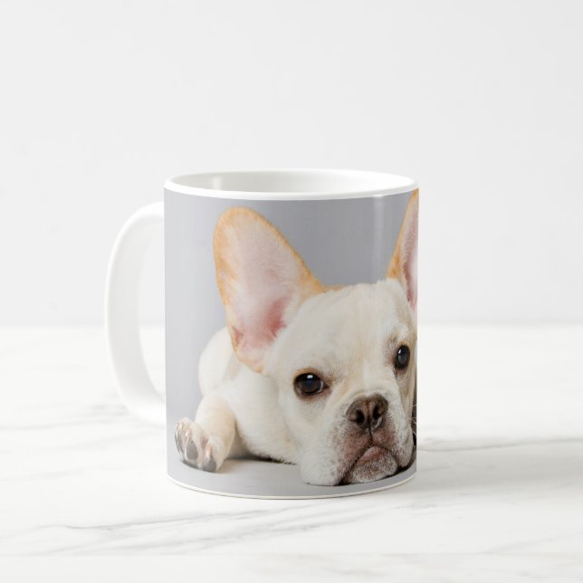 Caneca De Café Bebês Mais Pobres | Buldogue Francês Deitado (Frente Esquerda)