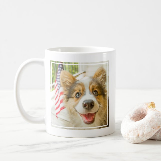 Caneca De Café Bebês Mais Pobres | Corgi Puppy Patriótico (Com Donut)
