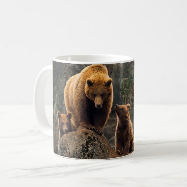 Caneca De Café Bebês Mais Pobres | Família Brown Bear (Frente Esquerda)