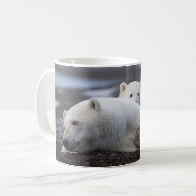 Caneca De Café Bebês Mais Pobres | Família Polar Bear Alaska (Frente Esquerda)