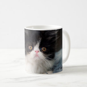 Caneca De Café Bebês Mais Pobres Fluffy B&W Kitten