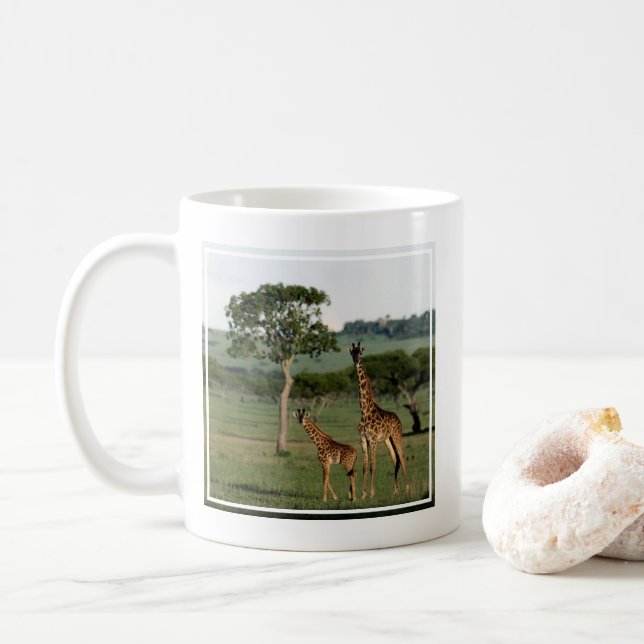 Caneca De Café Bebês Mais Pobres | Giraffe Calf & Mama (Com Donut)