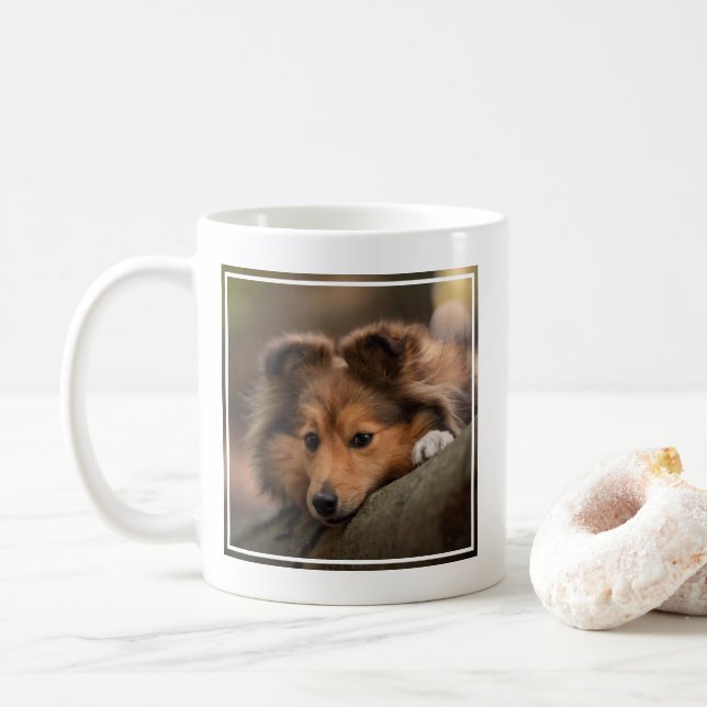 Caneca De Café Bebês Mais Pobres | Shetland Sheepdog Puppy (Com Donut)