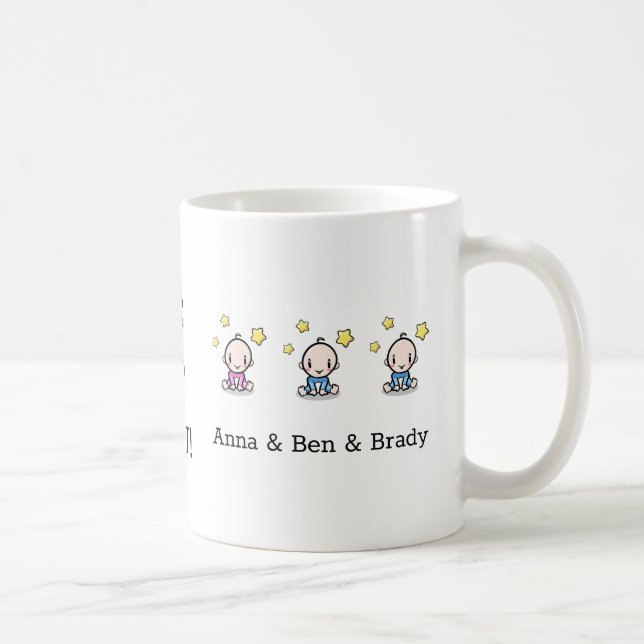 Caneca De Café Bebês trigêmeos: amamos o presente da mãe. (Direita)