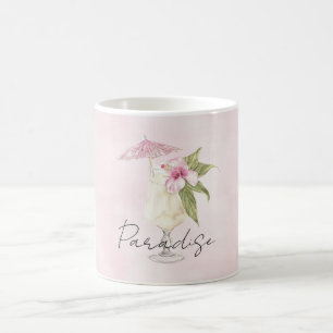 Caneca De Café Bebida com Guarda-chuva de Flor de Hibisco Rosa Tr