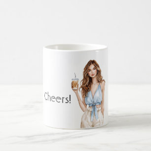 Caneca De Café Bebida de Aplausos de Topo Azul Feminino