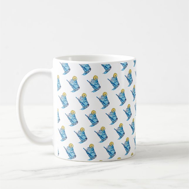 Caneca De Café Bebida de coquetel azul-aquarela (Esquerda)