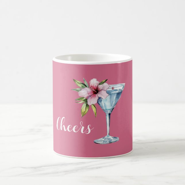 Caneca De Café Bebida de Flor de Hibisco Rosa Tropical (Centro)