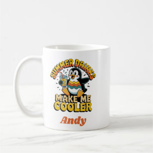 Caneca De Café Bebidas de Verão de Pinguim Fofo Me Fazem Mais Fre