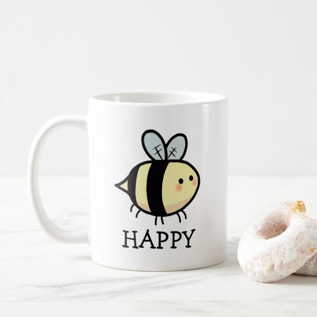 Caneca de Café Bee Happy (Com Donut)