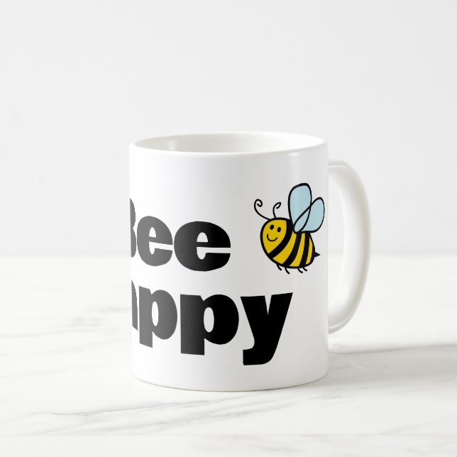 Caneca De Café Bee Happy Cafug presente para apicultores (Frente Esquerda)