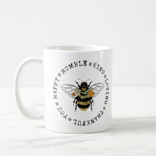 Caneca De Café Bee Happy Humble Amando Graças A Você