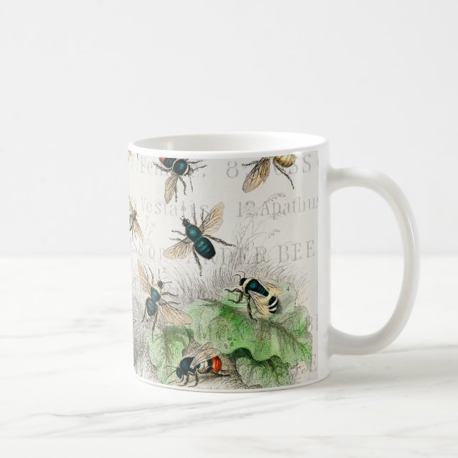 Caneca De Café Bee Honey Queen Bees Antique (Direita)