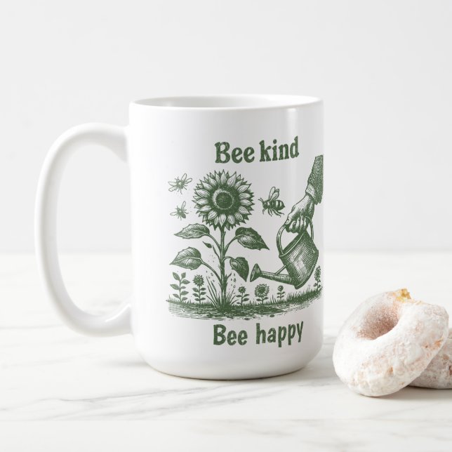 Caneca De Café Bee Kind Bee Happy for Environmental educators (Com Donut)