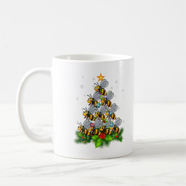 Caneca De Café Bee Tree Christmas Funny Bee Christmas Lover T-Shi (Esquerda)