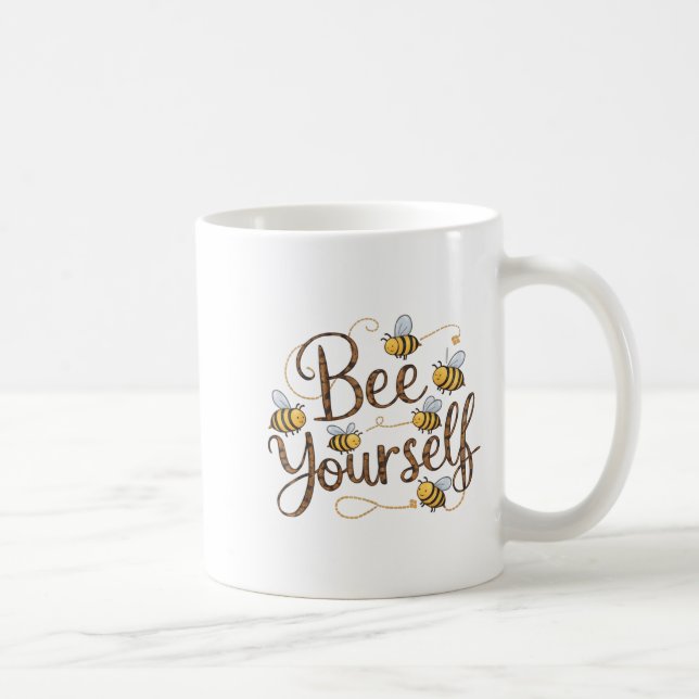 Caneca De Café Bee Yourself Motivational Funny  (Direita)