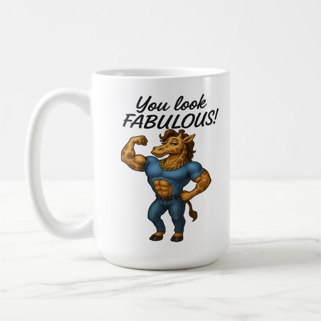 Caneca De Café Beefcake Giraffe - Fabuloso e achatado (Esquerda)
