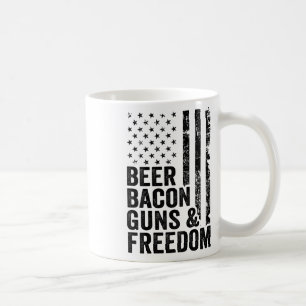 Caneca De Café Beer Bacon Guns &amp; Freedom _ Usa Flag Churrasco