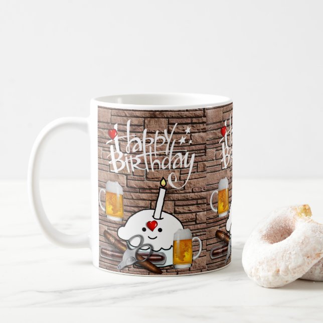 Caneca De Café Beer Mug Happy Birthday Mug (Com Donut)