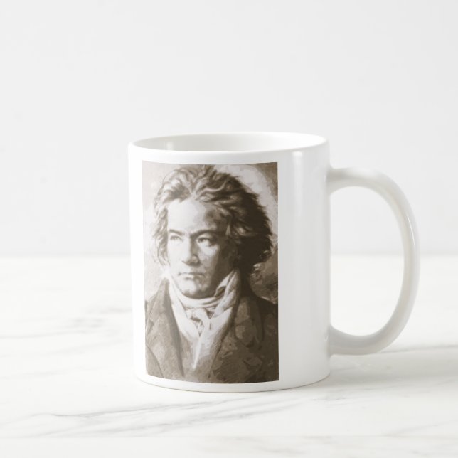 Caneca De Café Beethoven Na Sepia (Direita)
